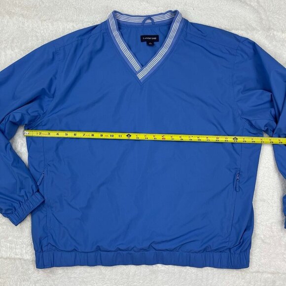 Lands' End Pullover Windbreaker Jacket Mens XL 46-48 Blue Zip Pocket Mesh Lined - Picture 6 of 8